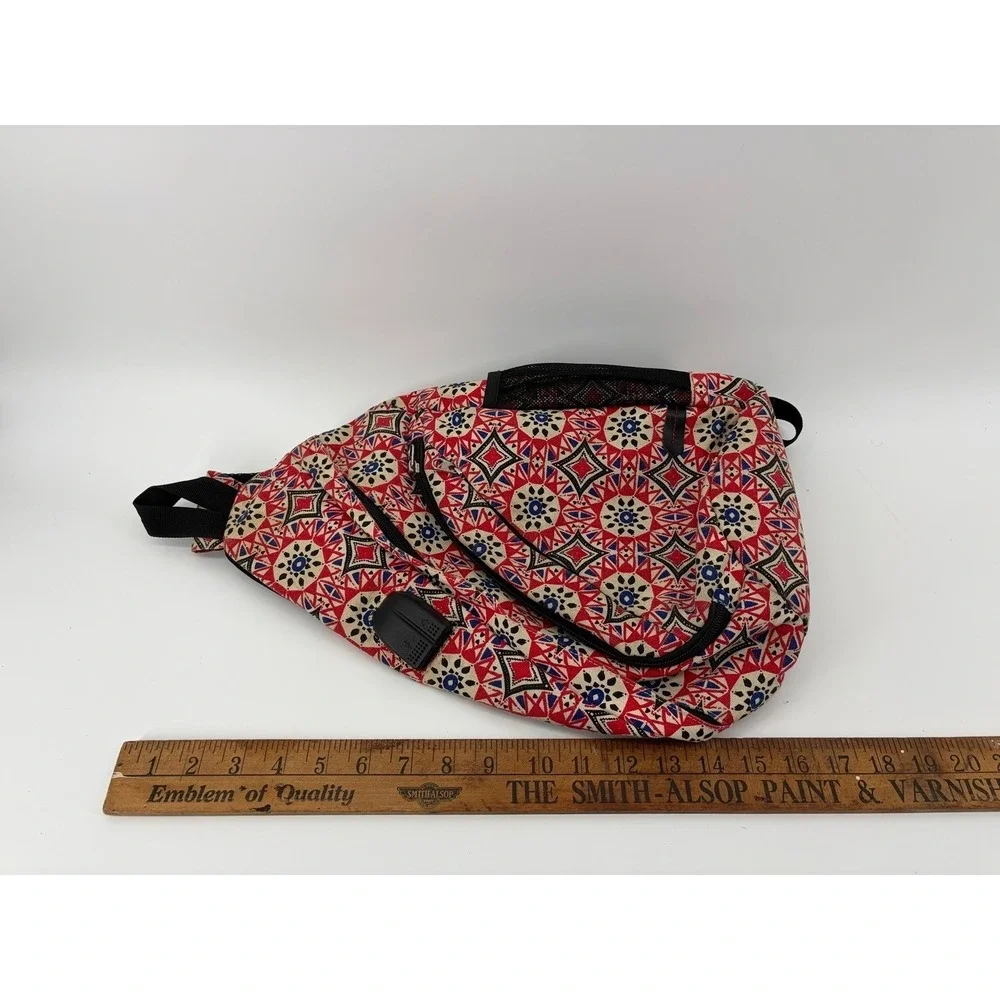 Sling Backpack, Unbranded,‎ Red/Cream/Blue, Geometric Pattern
